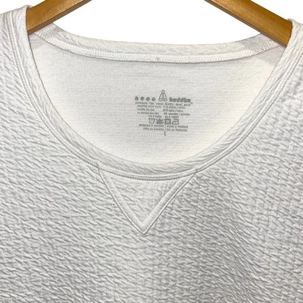 Neon Buddha Waffle Textured Crewneck Sweatshirt Large EUC White - Image 2