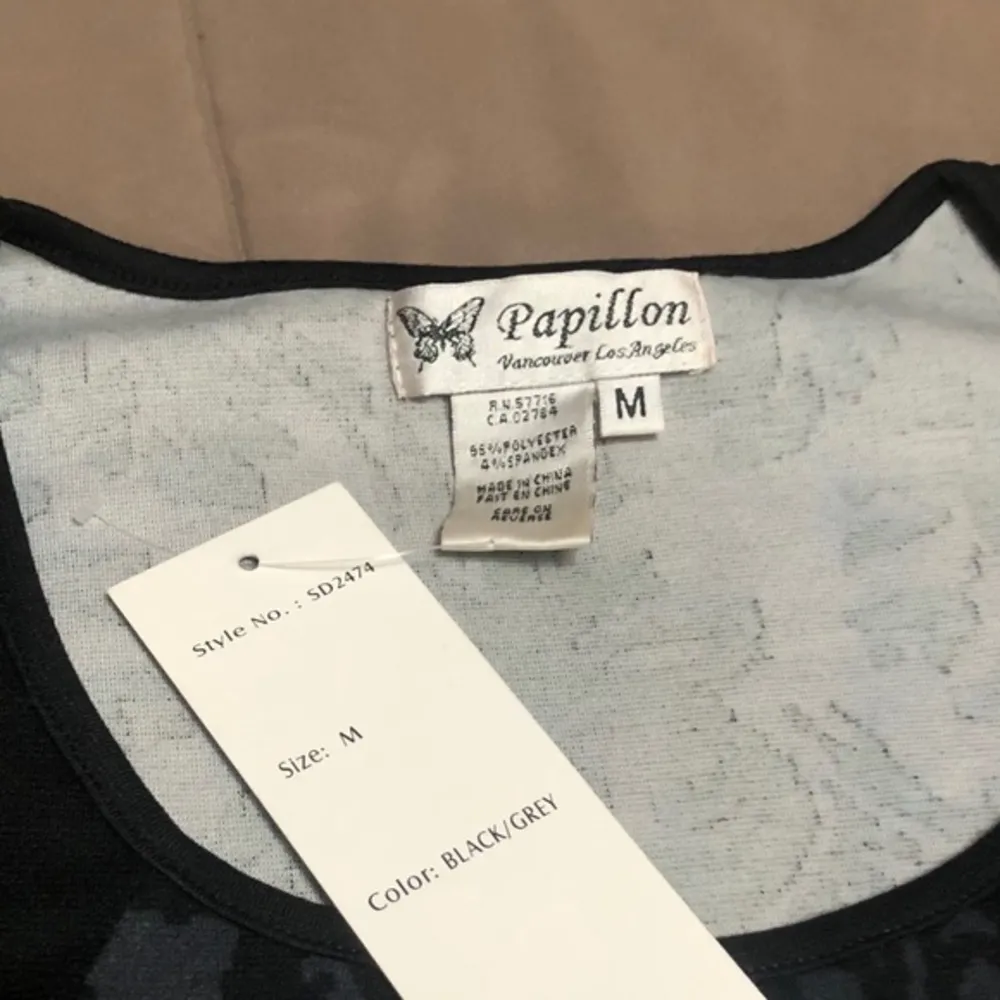 NWT! Papillon Damask Print 3/4 Sleeve Sweater Dress Black Size M - Image 10