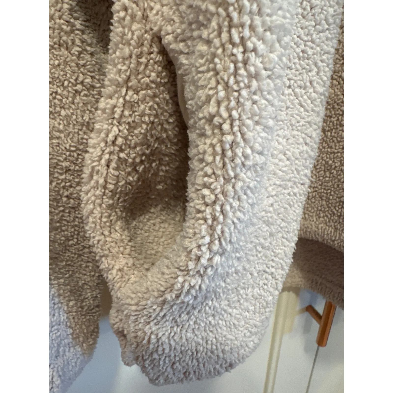 Altar'd State Cream Sherpa Pullover Quarter Zip Mock Neck Sweater Medium - Image 3