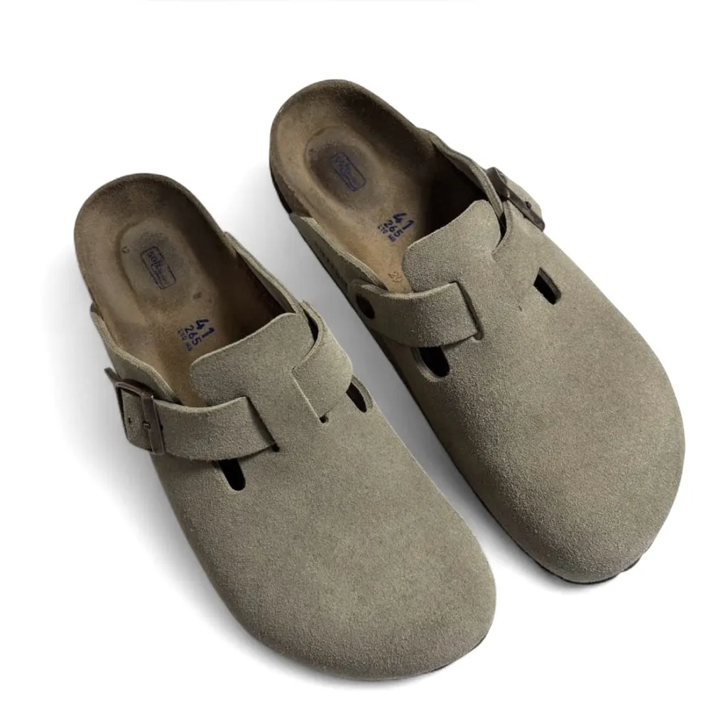 Free People x Birkenstock Boston Soft Footbed Clogs Taupe Suede 41 - Image 2