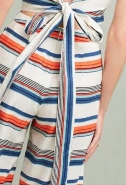 Anthropologie Moon River Jumpsuit M NWT Striped Tassel Retro Wide Leg - Image 5