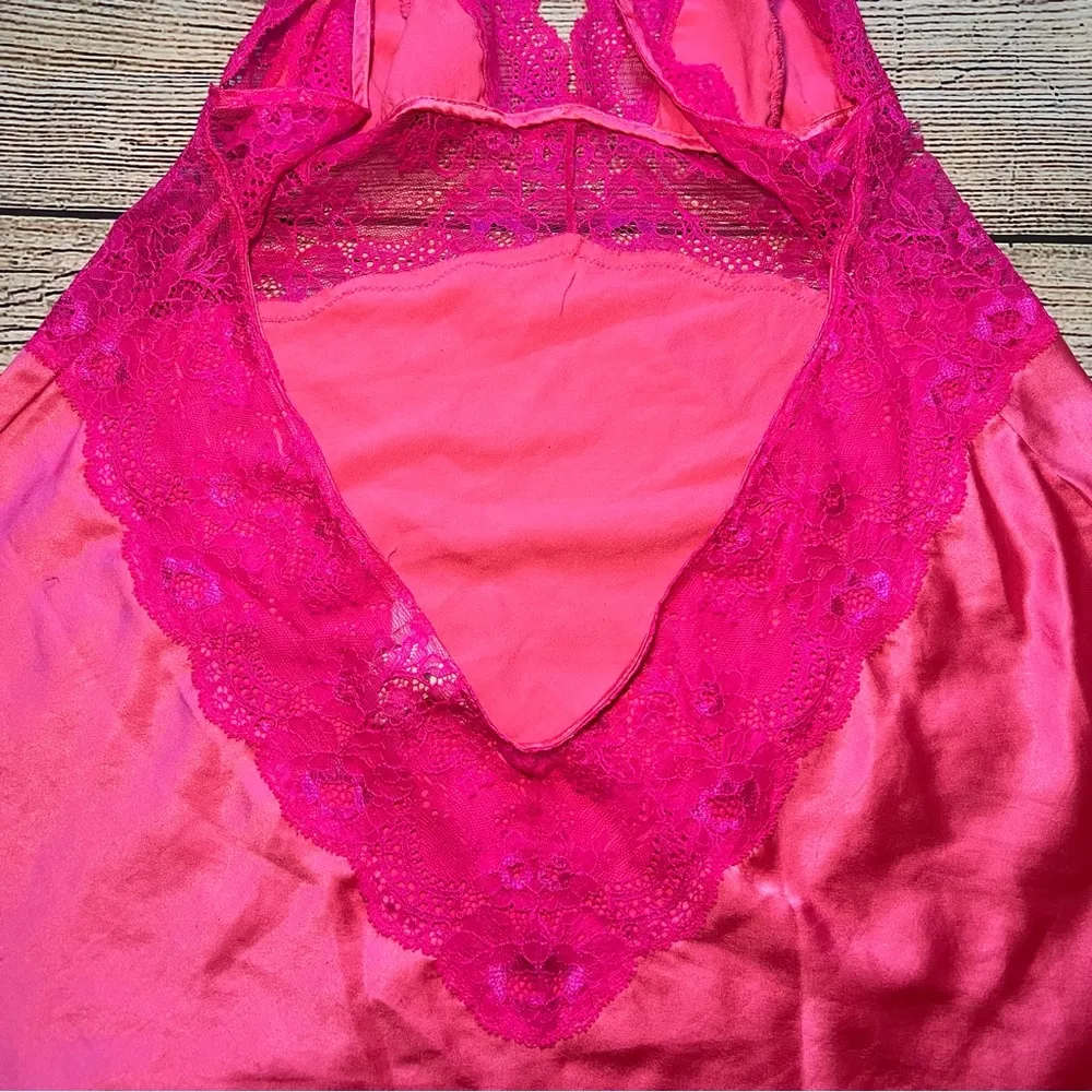 Victorias Secret Satin Lace Barbie Pink Slip Dress Nightgown Lingerie Size Large - Image 3