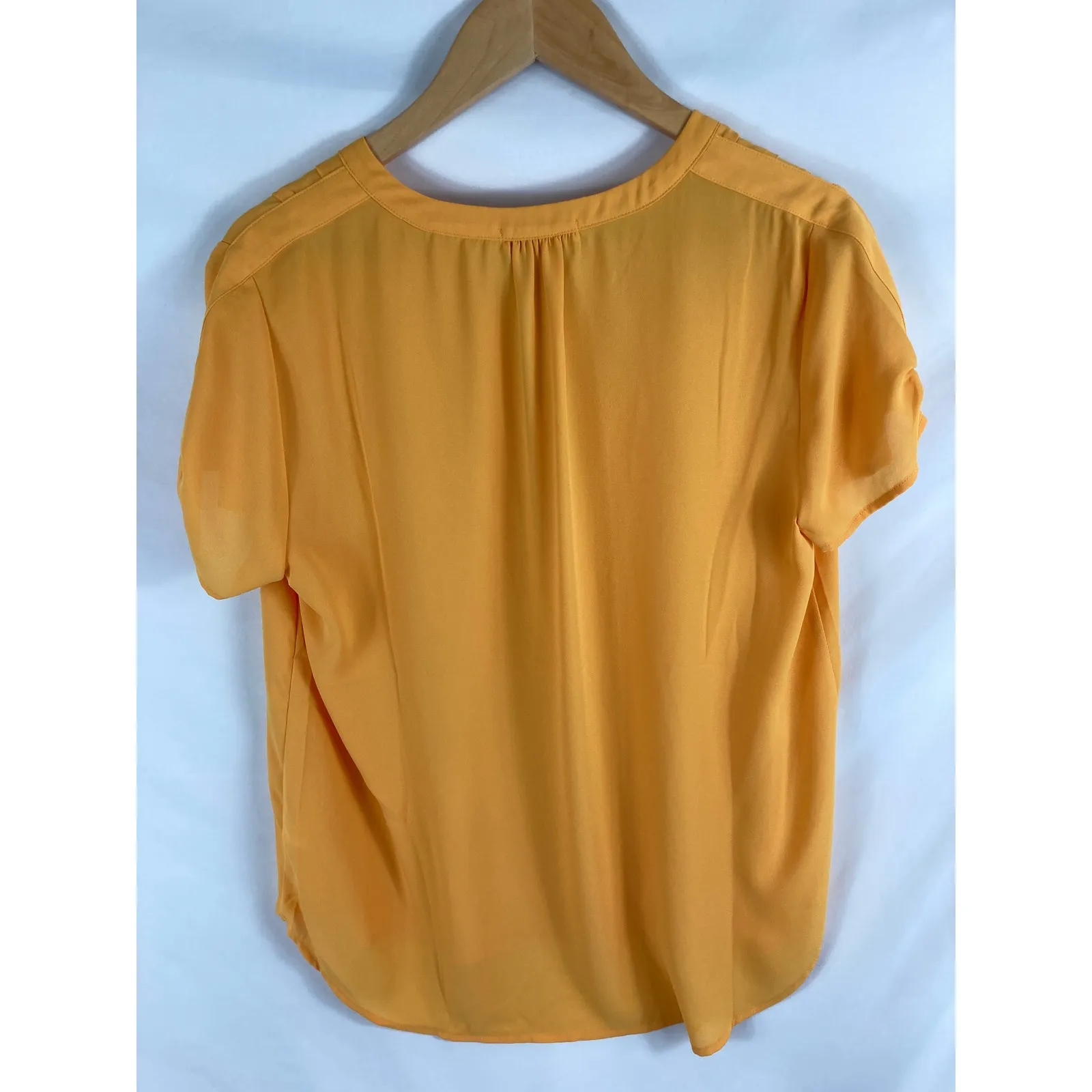 Pleione  Yellow V Neck Chiffon Tshirt Size Medium - Image 3