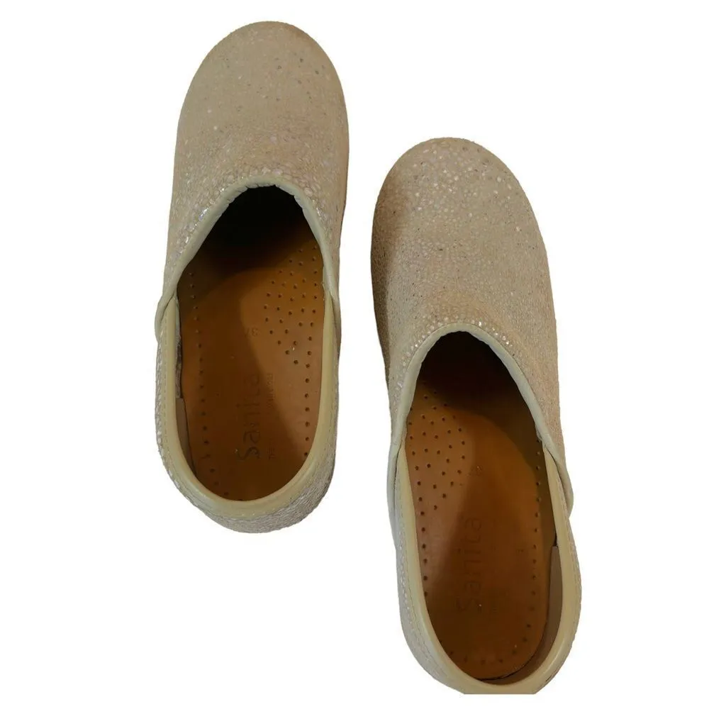 Sanita Alisa Leather Printed Danish Clogs Tan Size 6 - Image 12