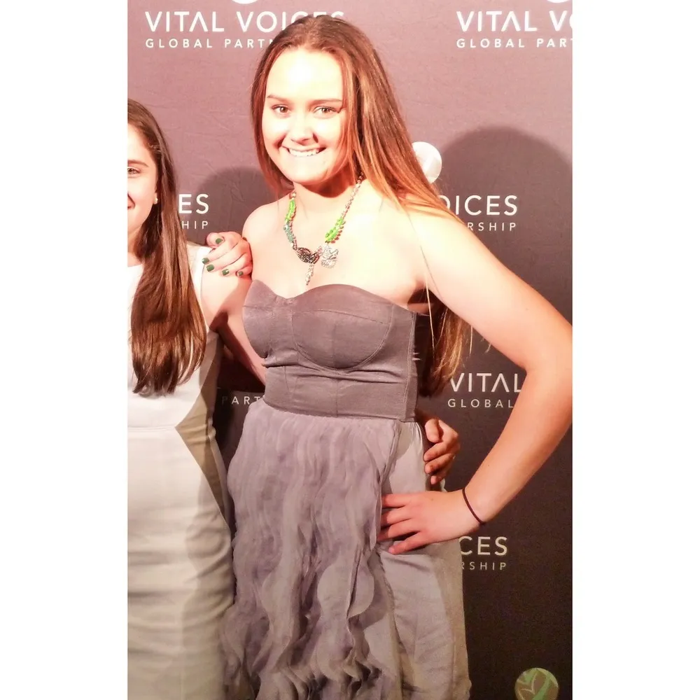 MISS ME Couture Grey Strapless Frill Dress - Image 2