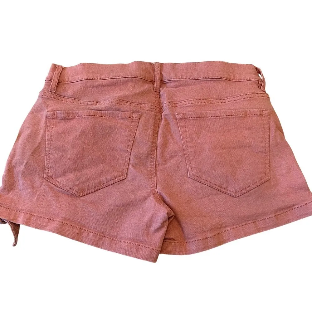 LOFT Coral Pink Twill Shorts Tie Hem Cotton Blend Y2K Summer Casual Women's 2 - Image 6
