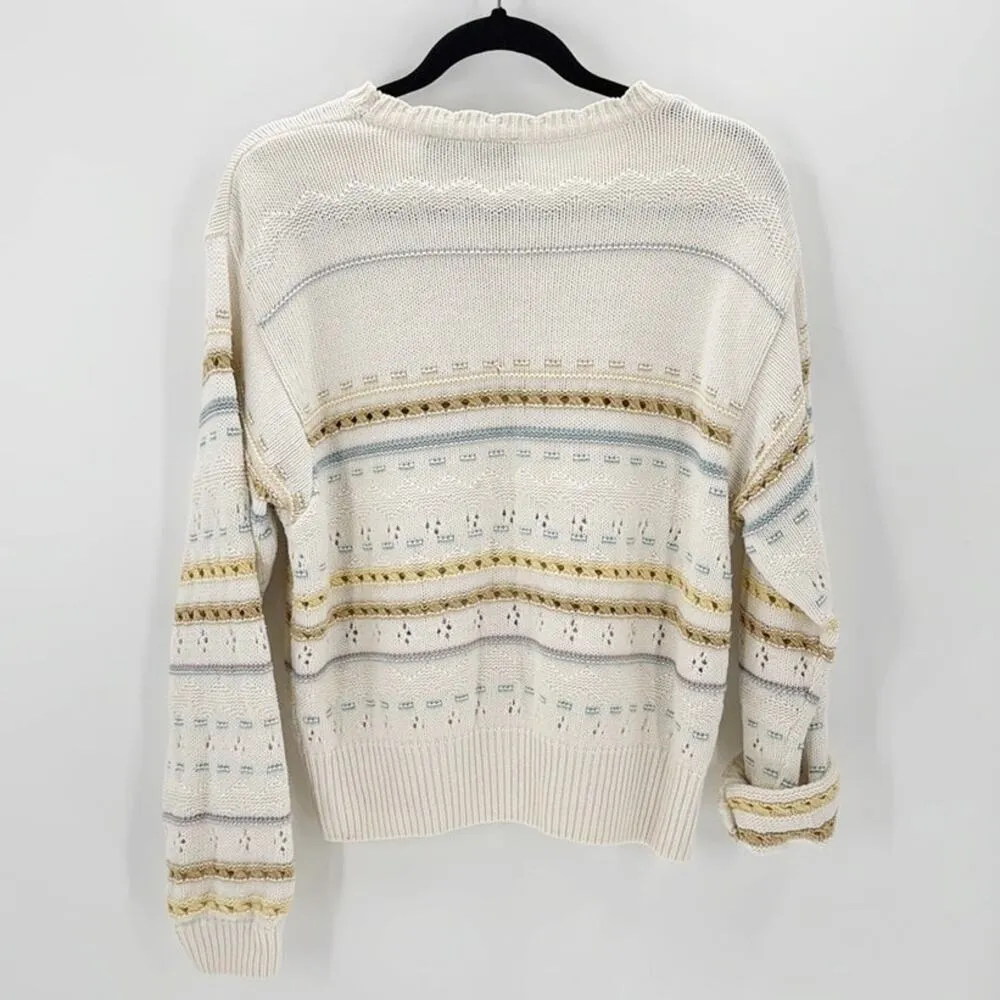 Vintage Liz Claiborne sport linen cotton blend open knit sweater size S 80s - Image 2