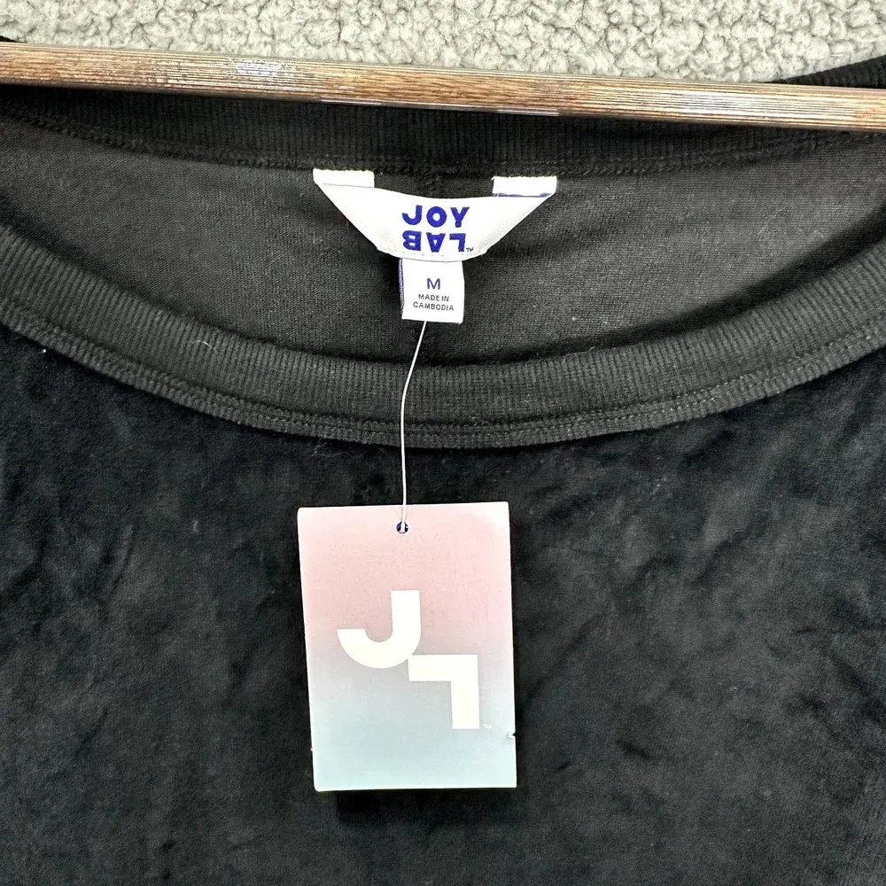 Joy Lab Velour Sweatshirt Womens Medium Black Oversized Velvet Lounge Comfy NWT - Image 2