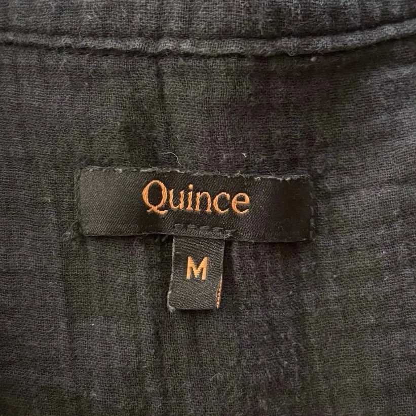 Quince Size M 100% Organic Cotton Gauze Roll Sleeve Shirt Top Black - Image 4