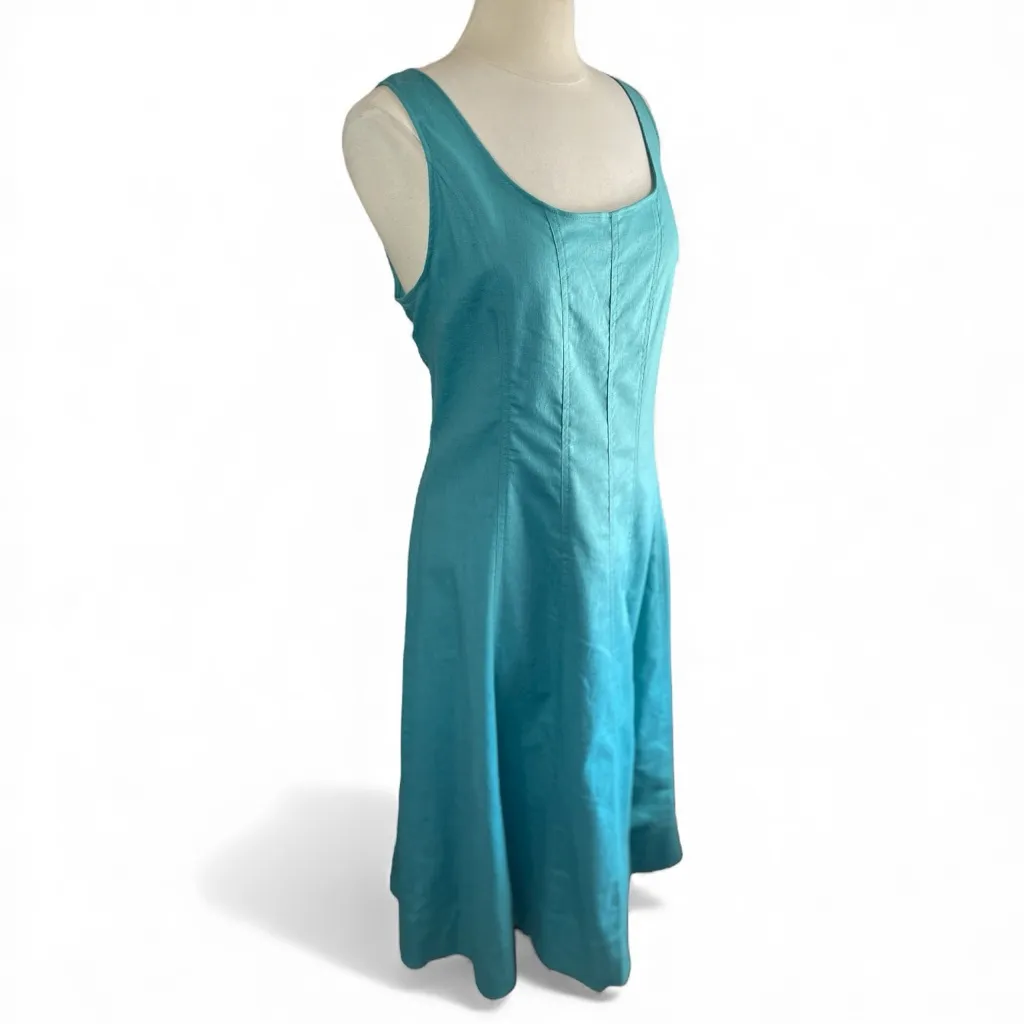 BANANA REPUBLIC Linen Blend Midi Dress in Aquamarine, Size 18* (runs small) - Image 5