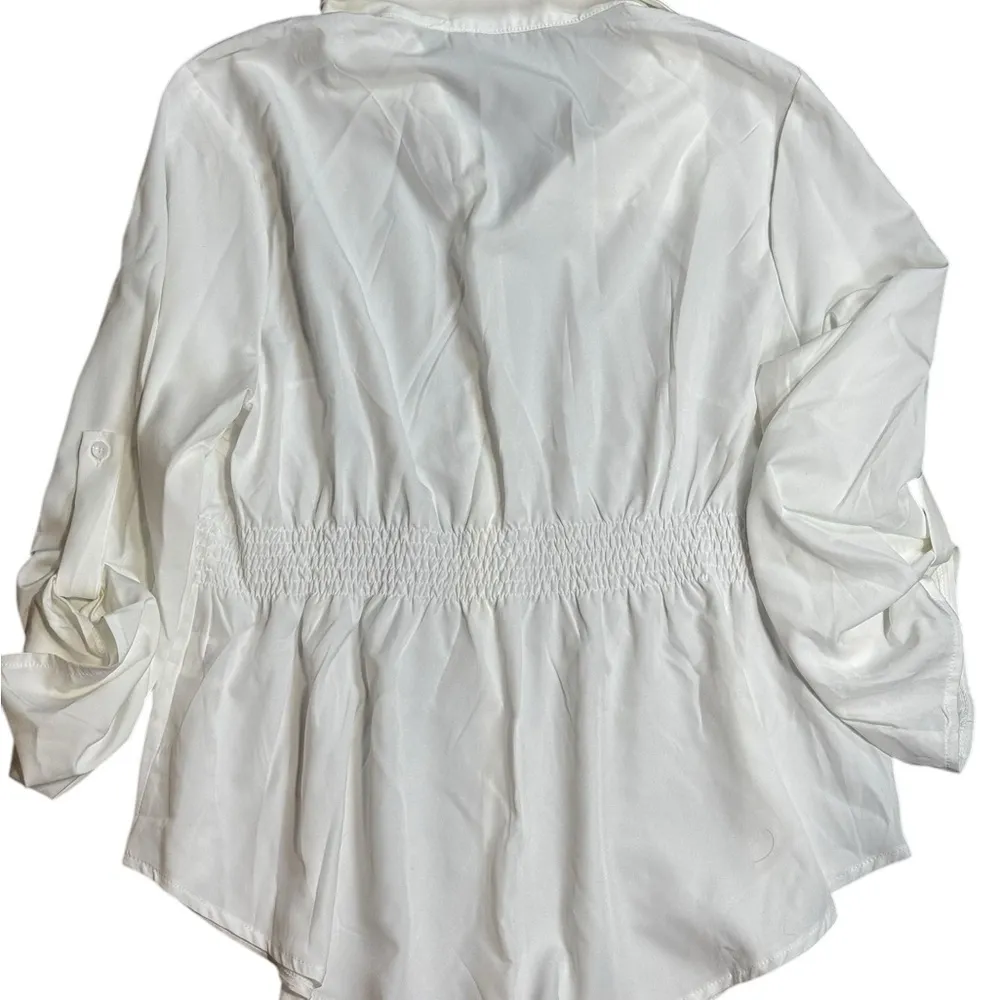 Shein Women's Elegant White Long‎ Sleeve T-Shirt with Elastic Waist and Neck 2xl - Image 12