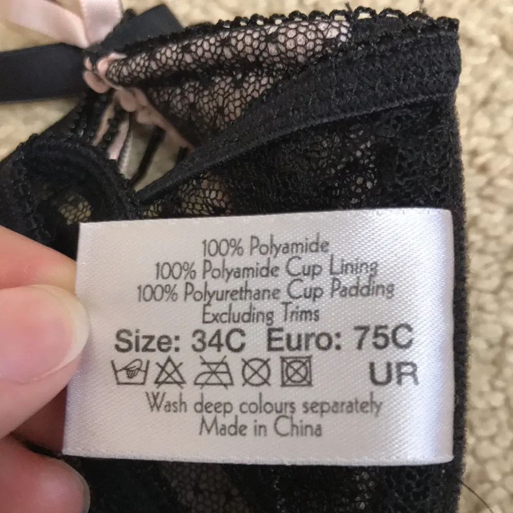 Ann Summers Women’s Black Pink Lace Bows Hanging Beads Strap Front Bra Sz 34C - Image 10