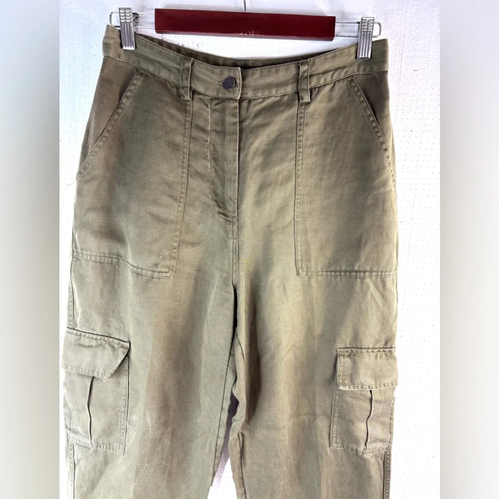 Rails M Linen Cargo Olive Wide Leg Pants - Image 3