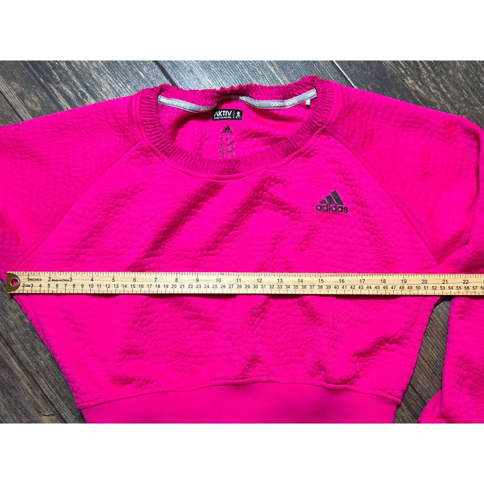 Adidas Running Aktiv Cropped Long Sleeve Sweatshirt Bright Pink Athletic Medium - Image 6