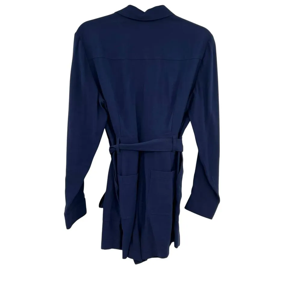 Boden Cosima Romper Navy Blue Belted Shirt Size US 10P Petite‎ - Image 9