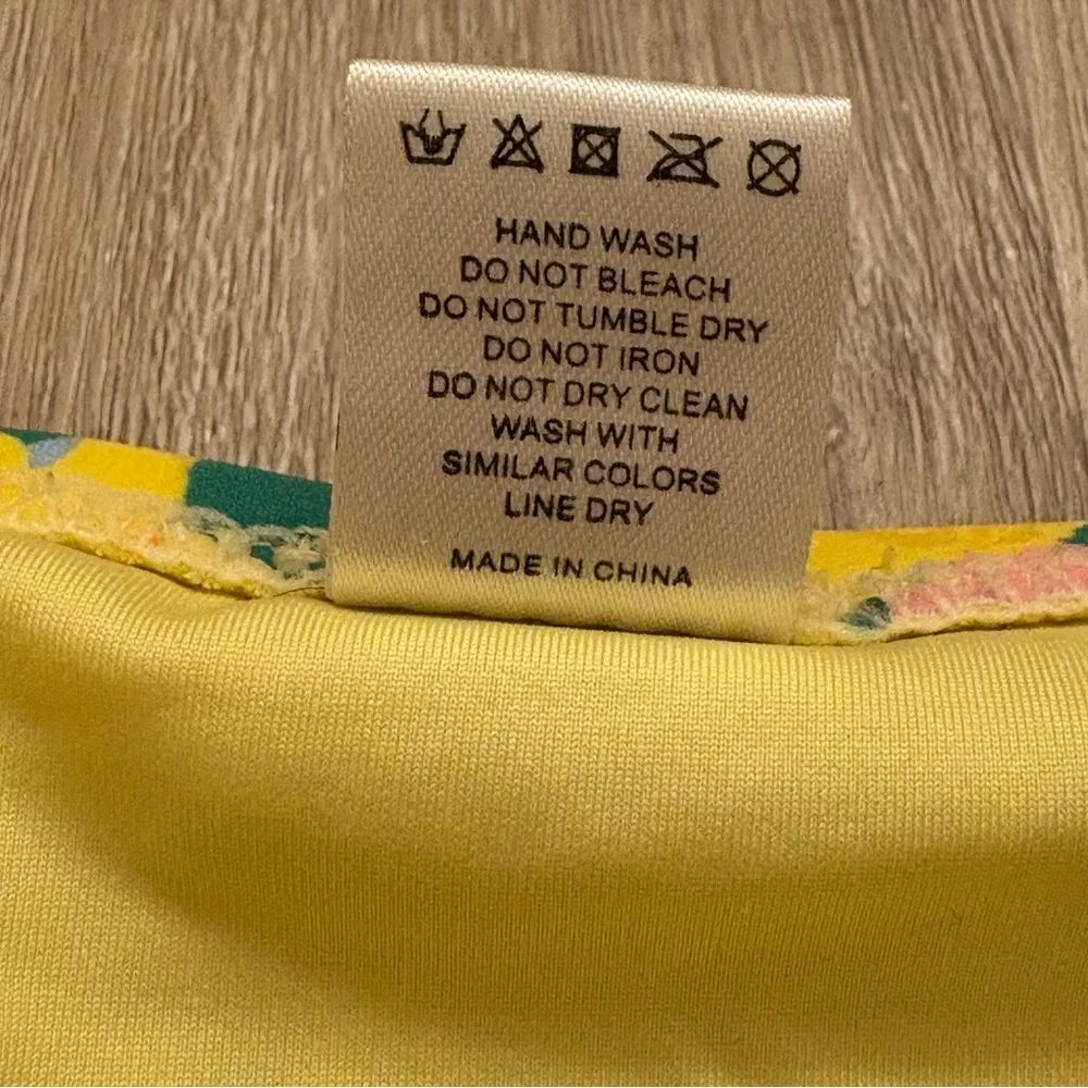 Yellow Bikini Multicolored Floral High Waisted Bottoms Small - Image 12