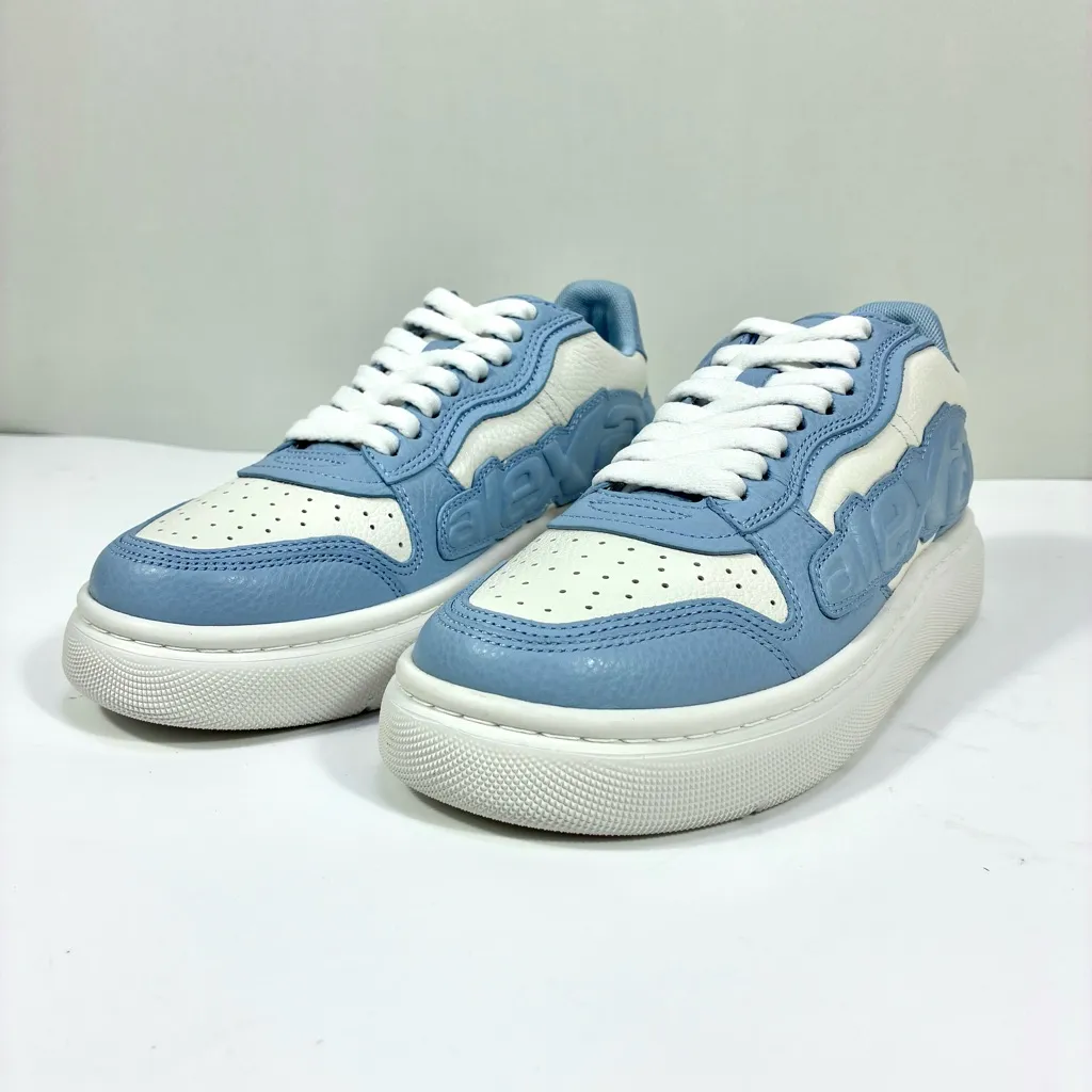 Alexander Wang Puff Pebble Leather Logo Low Top Sneakers Blue White EU 39 NEW - Image 7
