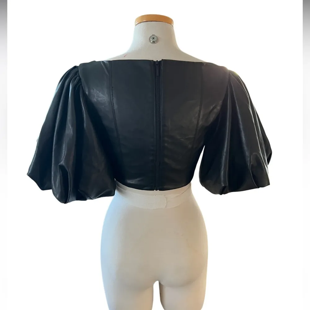 AJE Rebellion Portrait Bodice Vegan Faux Leather Crop
Top Black Size 10 - Image 9