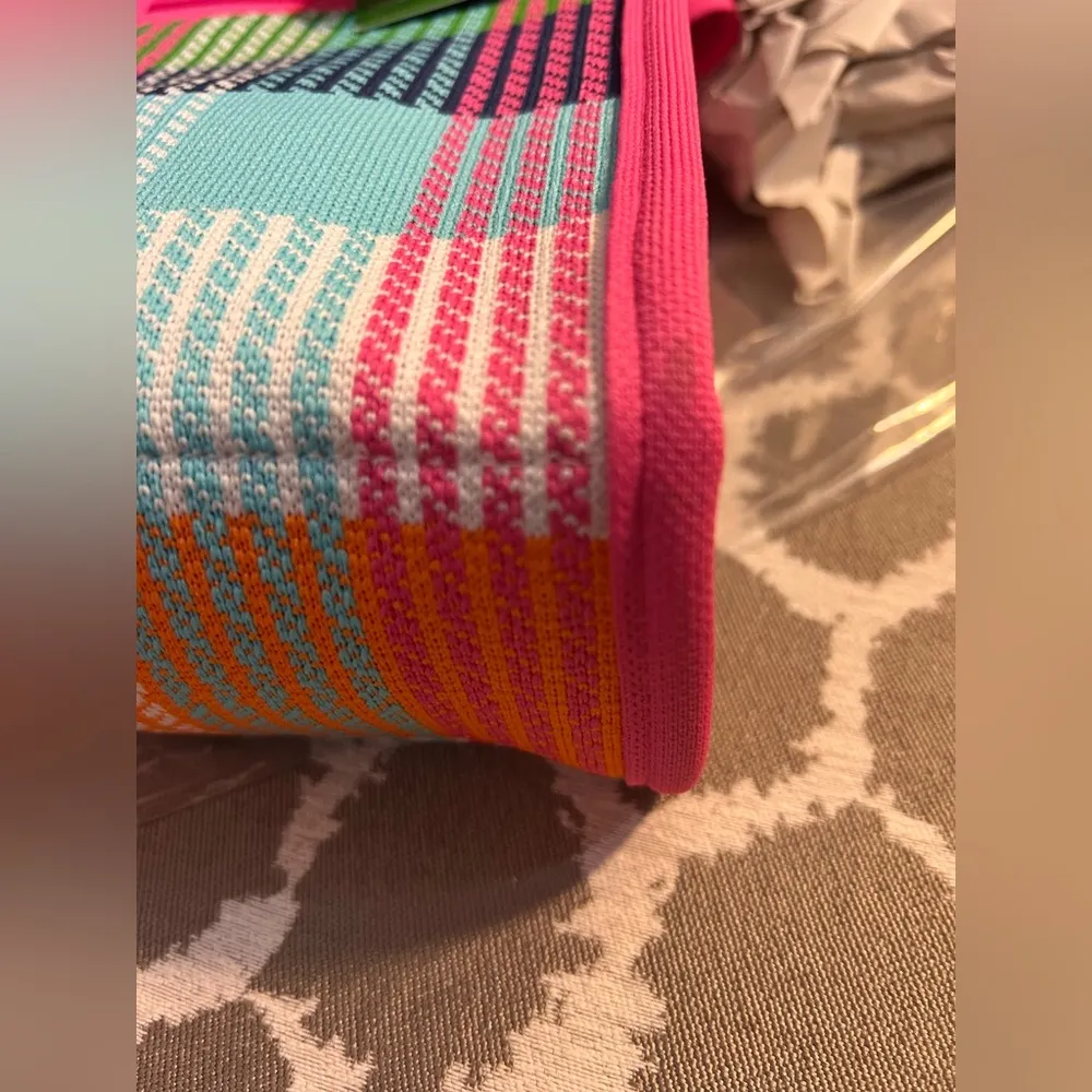 Kate Spade NWT Pink Green Plaid Satchel crossbody fabric collectible summer prep - Image 9