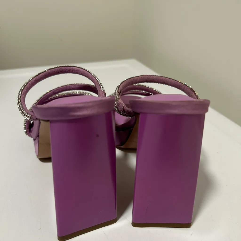 Limelight Embellished Block Heel Sandals Purple Silver Size 6.5 - Image 7