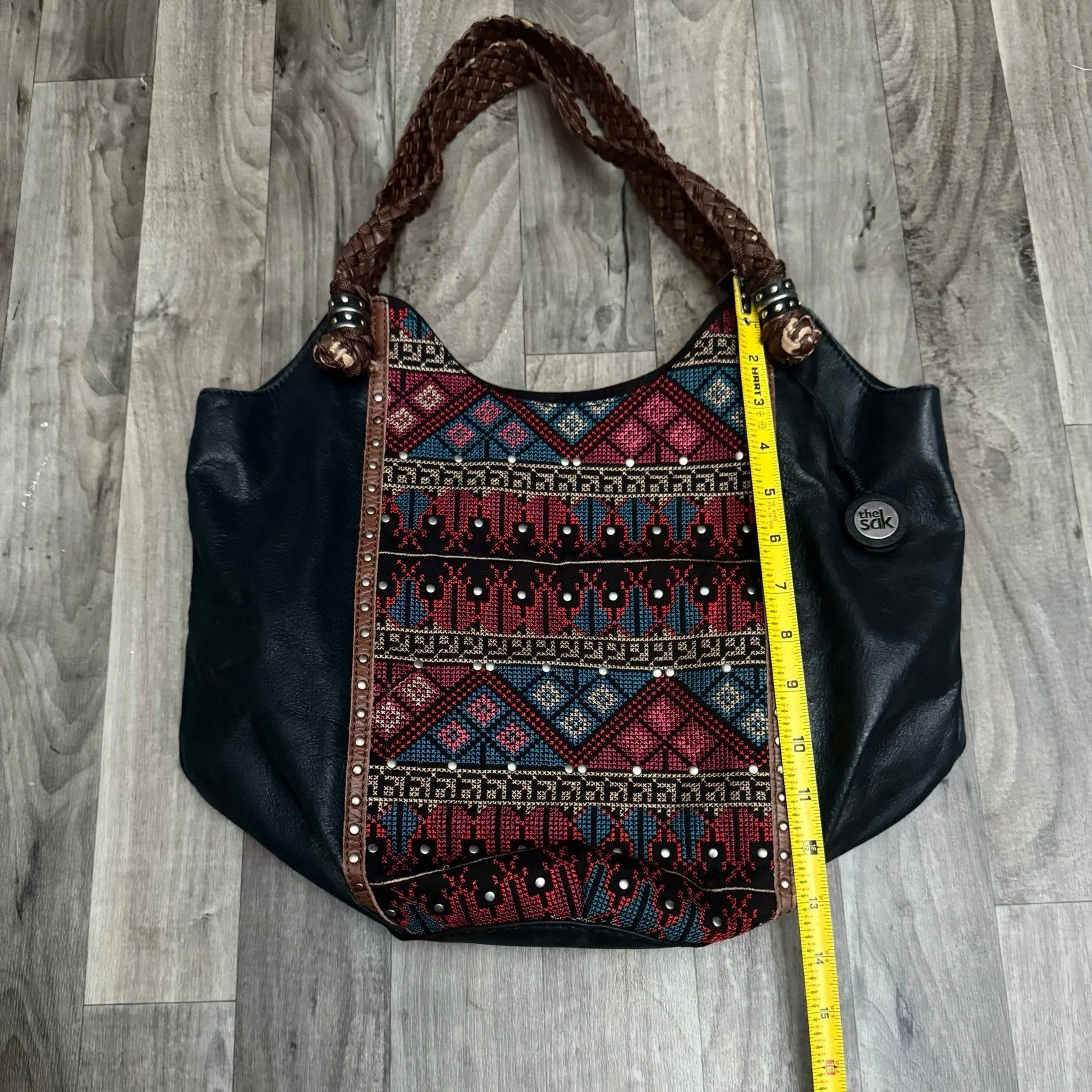 The Sak Indeo tribal bohemian indie patterned leather shoulder hobo bag - Image 2