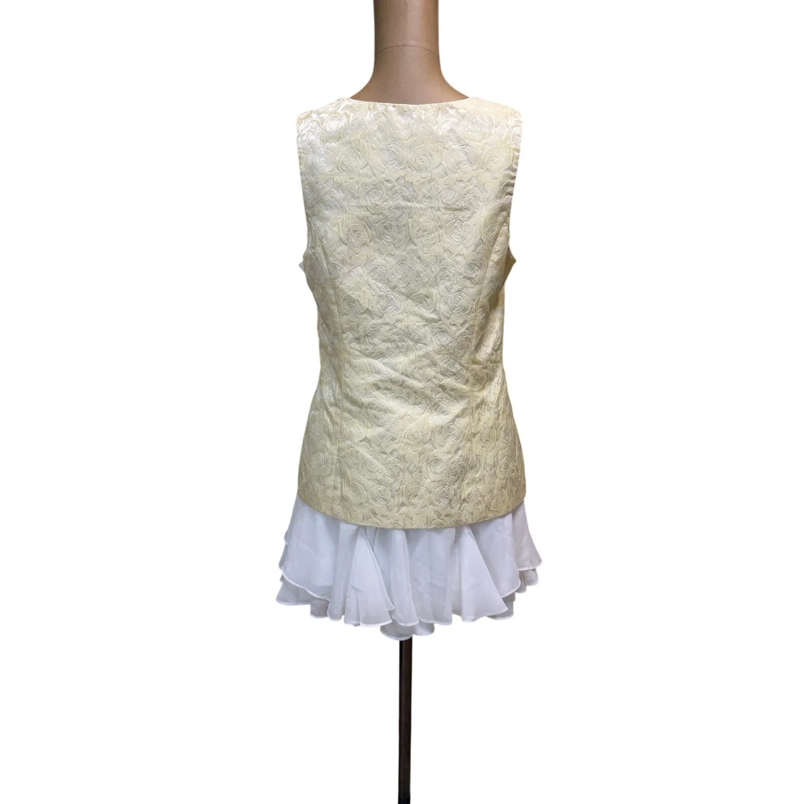 Amanda Uprichard Mini Dress Lilibet Yellow Floral Jacquard Top Chiffon - Image 6