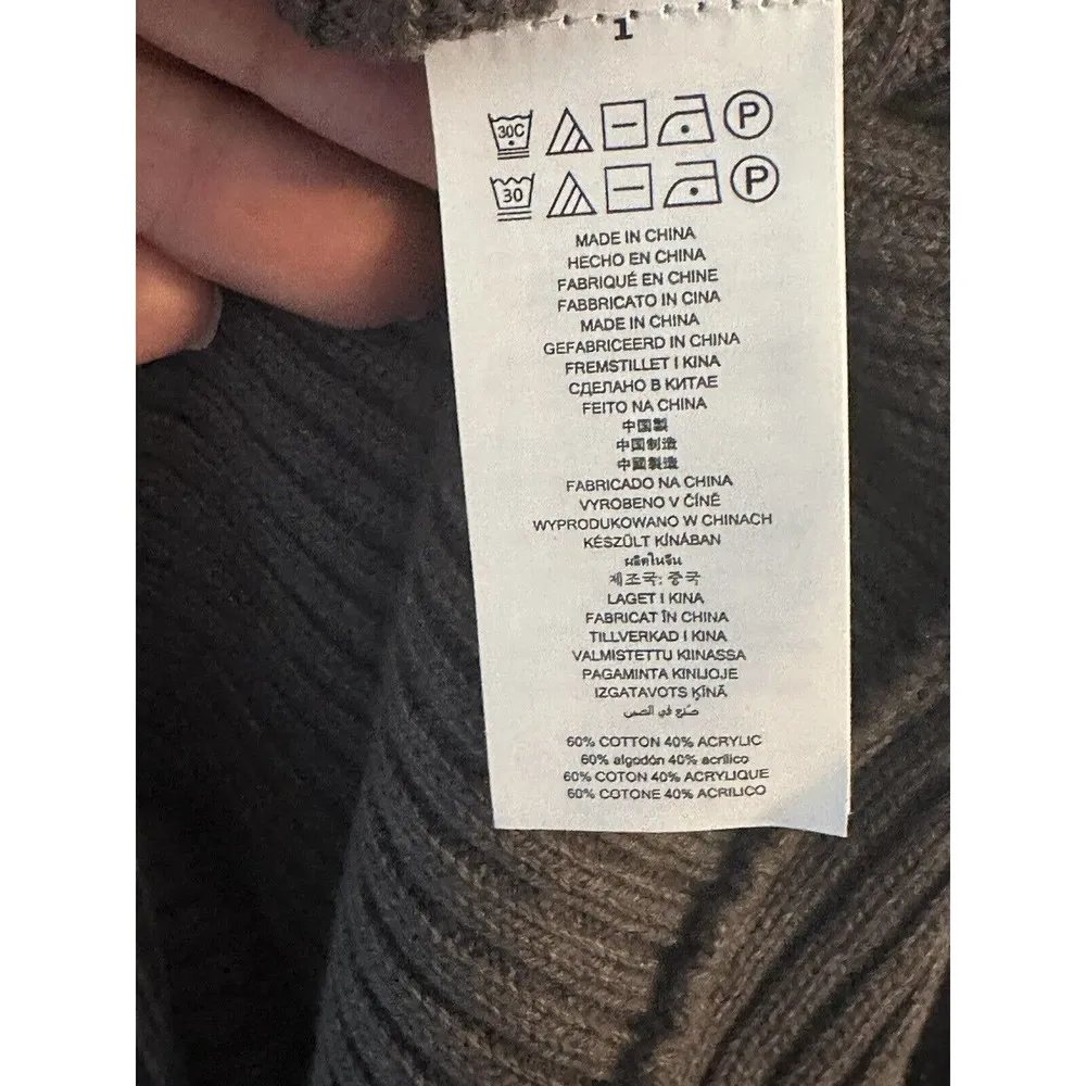 Michael Kors Asymmetric Sweater Size XL Gray Ribbed Pullover Side Zipper - Image 5