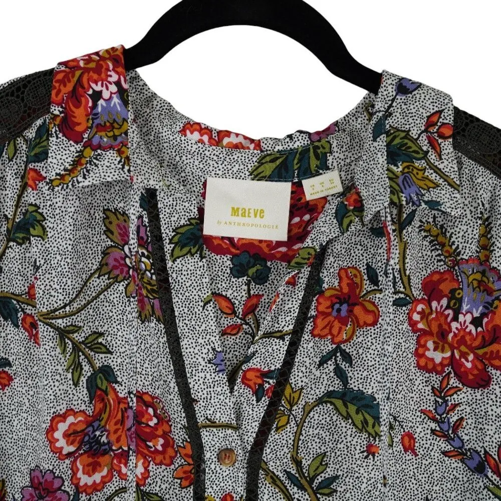 MAEVE ANTHROPOLOGIE Janie Flounced Floral Peasant Boho Cottage Blouse Size‎ 2 - Image 7