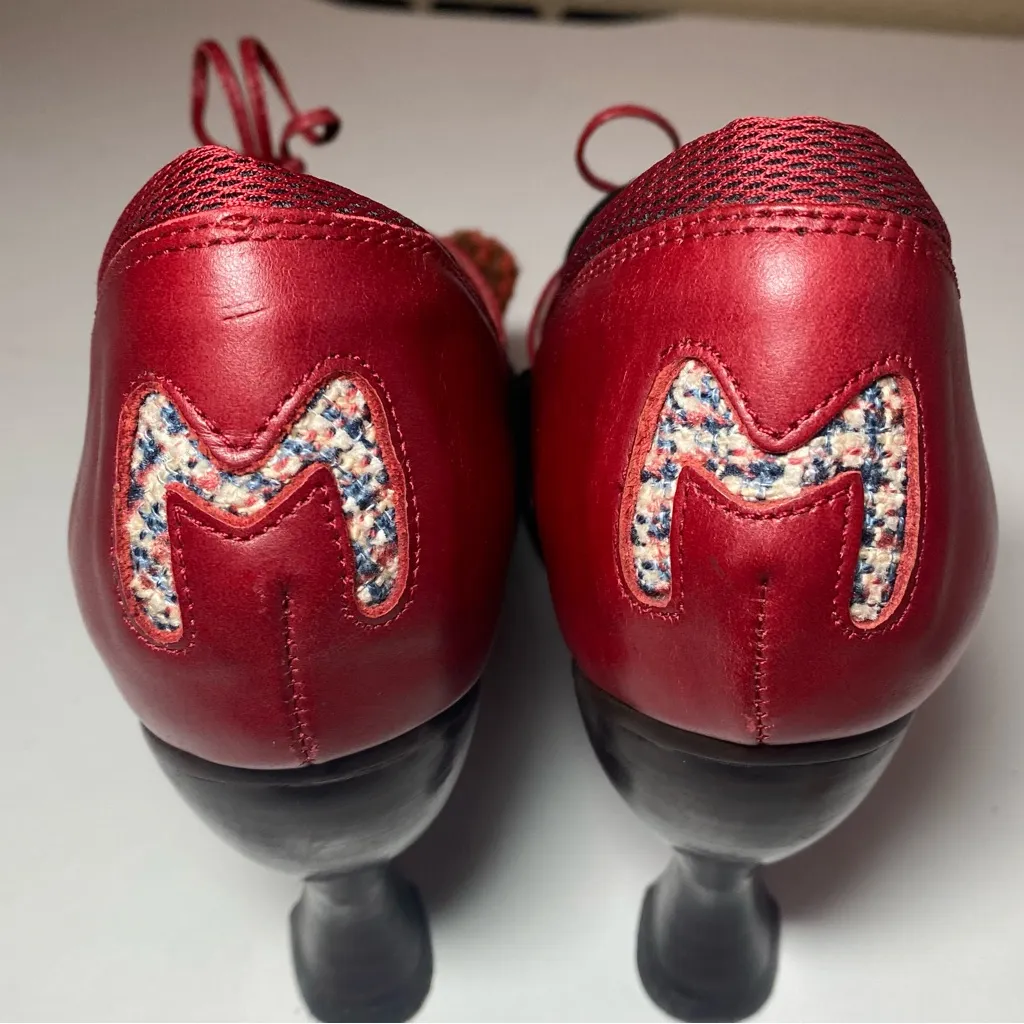 M by Morenatom Ladies Pom Pom Shoes Red And Black Size 6B - Image 14