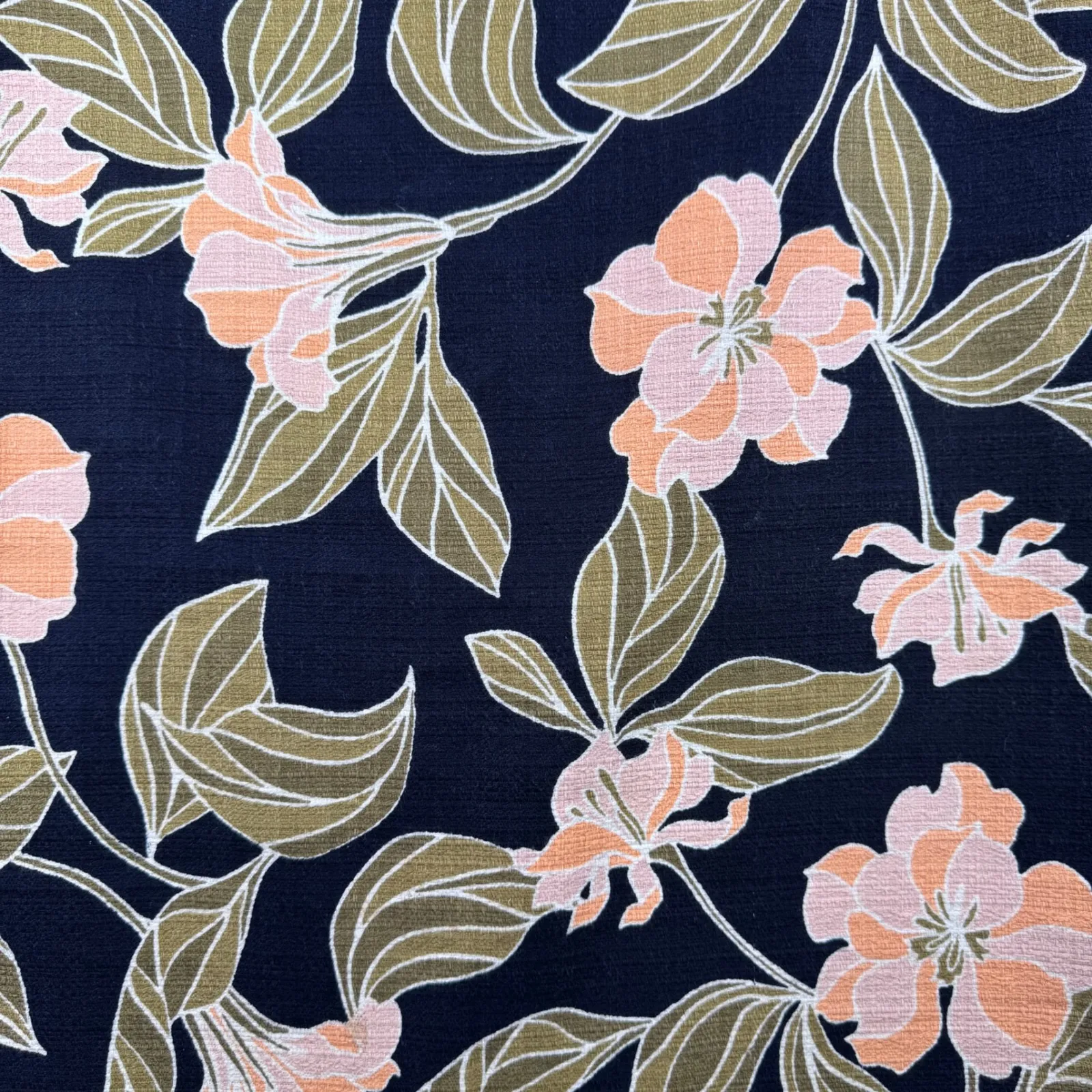 Ann Taylor‎ Factory 10 Floral Pencil Skirt Cotton Linen Blend Navy Spring Work - Image 5