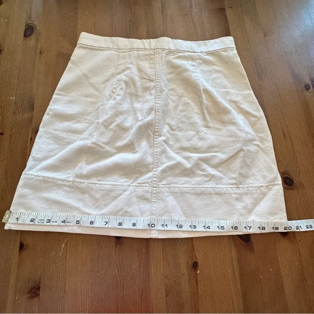 The Canvas Stamp Mini Skirt Cream Cotton Straight Zip Fly - Image 9
