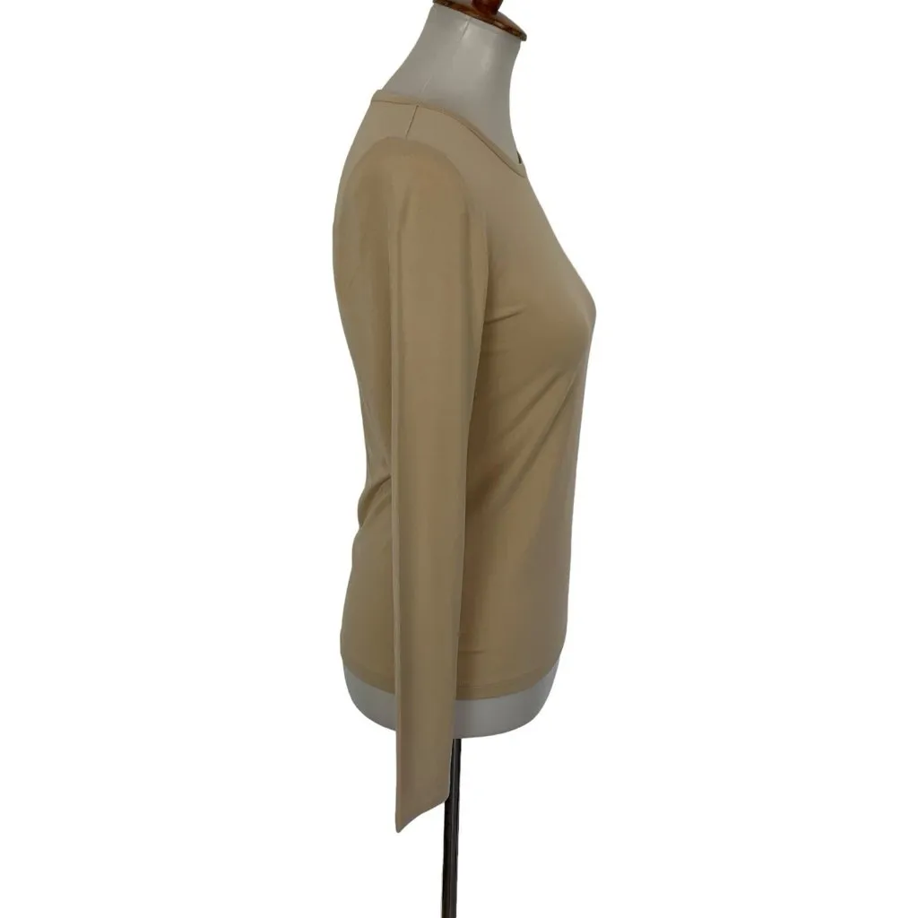 The Drop Tan‎ Tee Top Small Long Sleeve Stretch Minimalist Basic Tan - Image 2