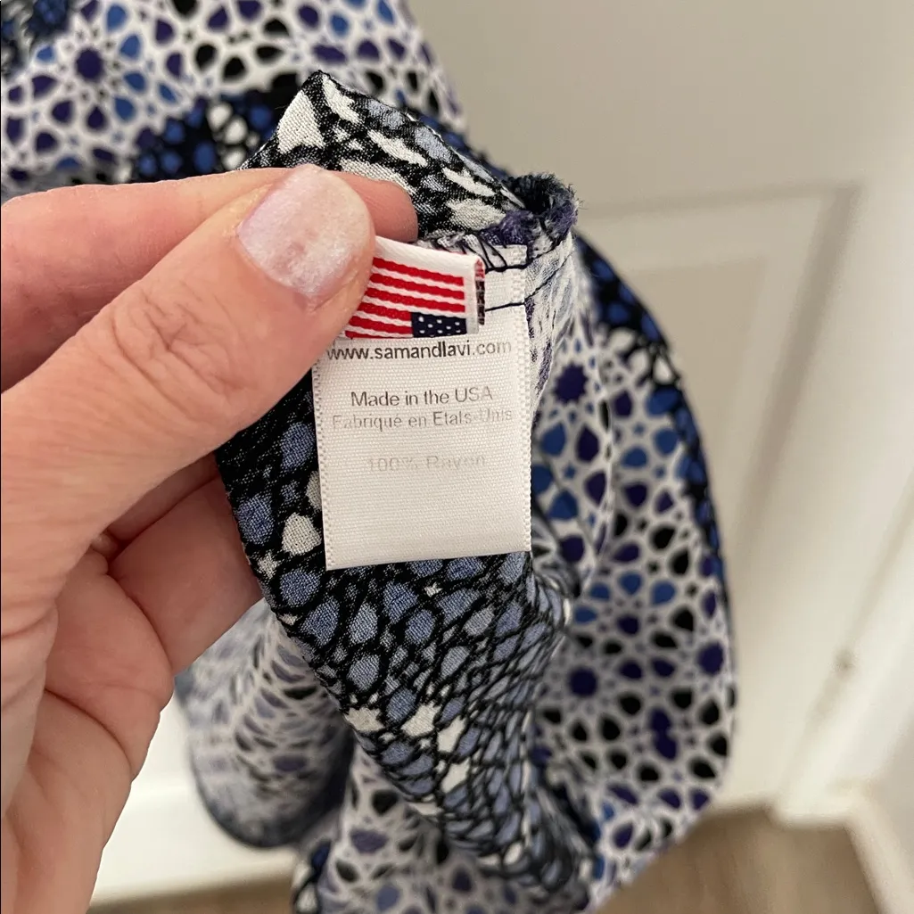 Sam & Lavi Los Angeles boho beachy blue & white flowy oversized midi dress M - Image 6