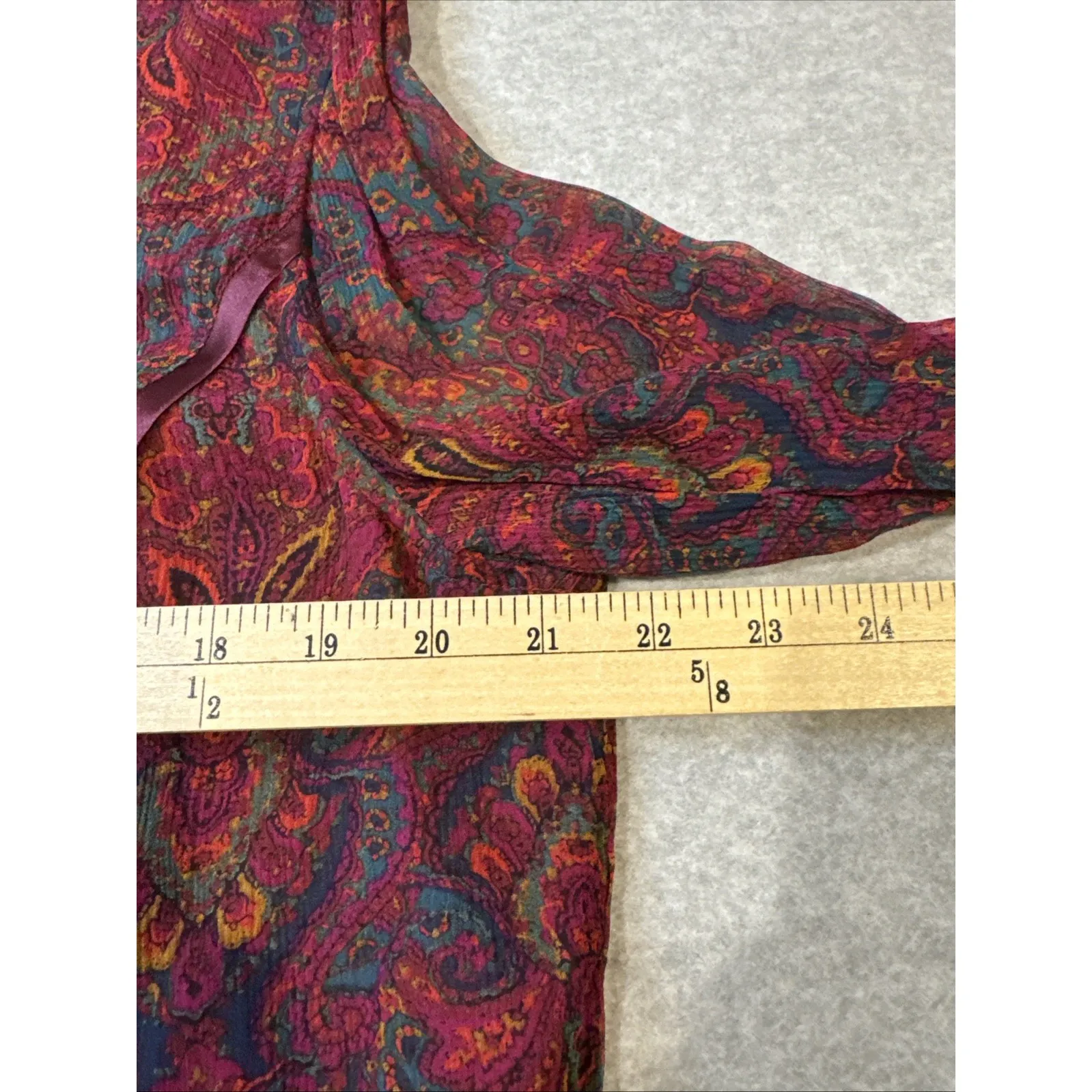 Vintage Coldwater Creek Button Front Top Womens PXL Pink Paisley Silk Fairy Boho - Image 14