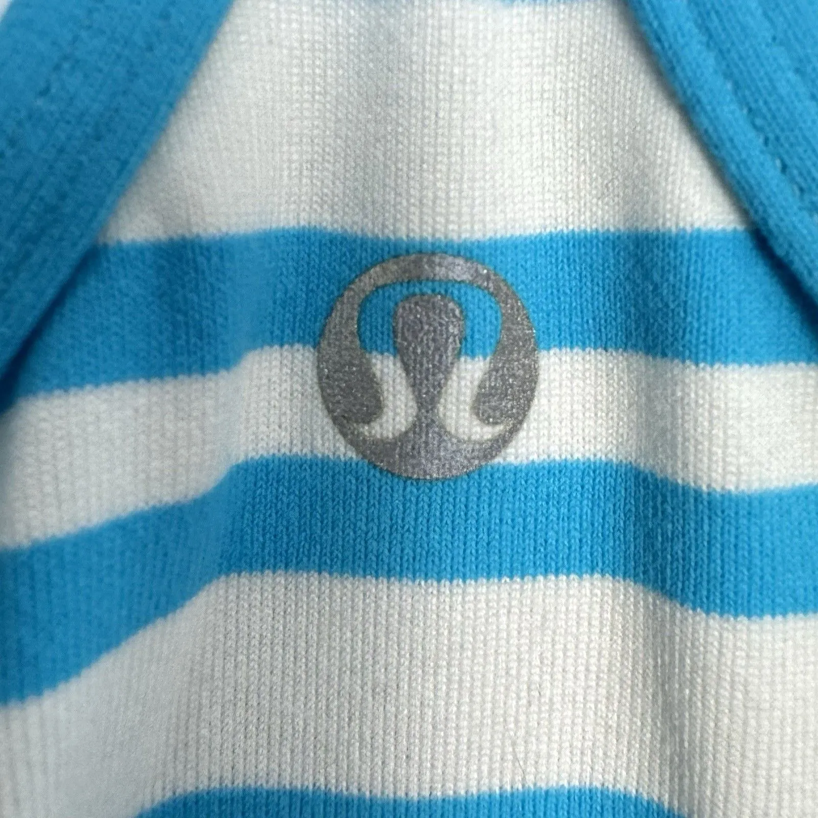 Lululemon Power Y Tank Top Cami No Size Blue White Striped Gym Athleisure Preppy - Image 3