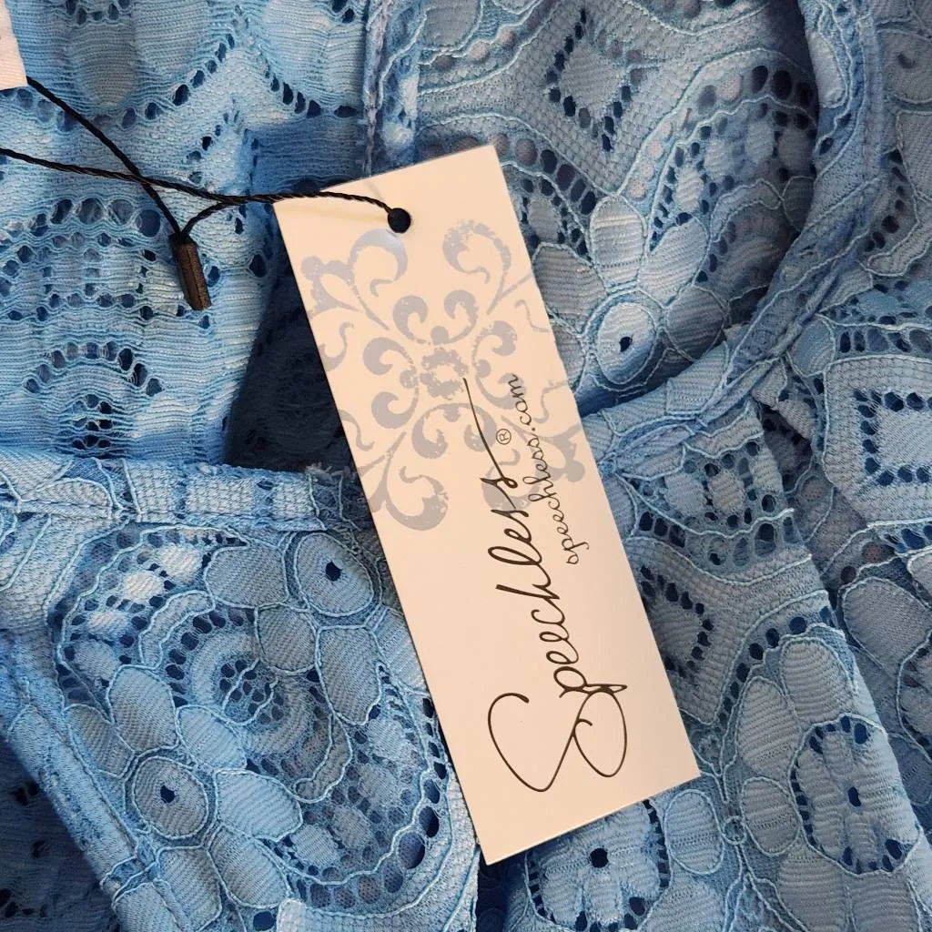 Speechless Blue Lace Sleeveless Mini Dress NWT Size Large Wedding Guest Dress - Image 7