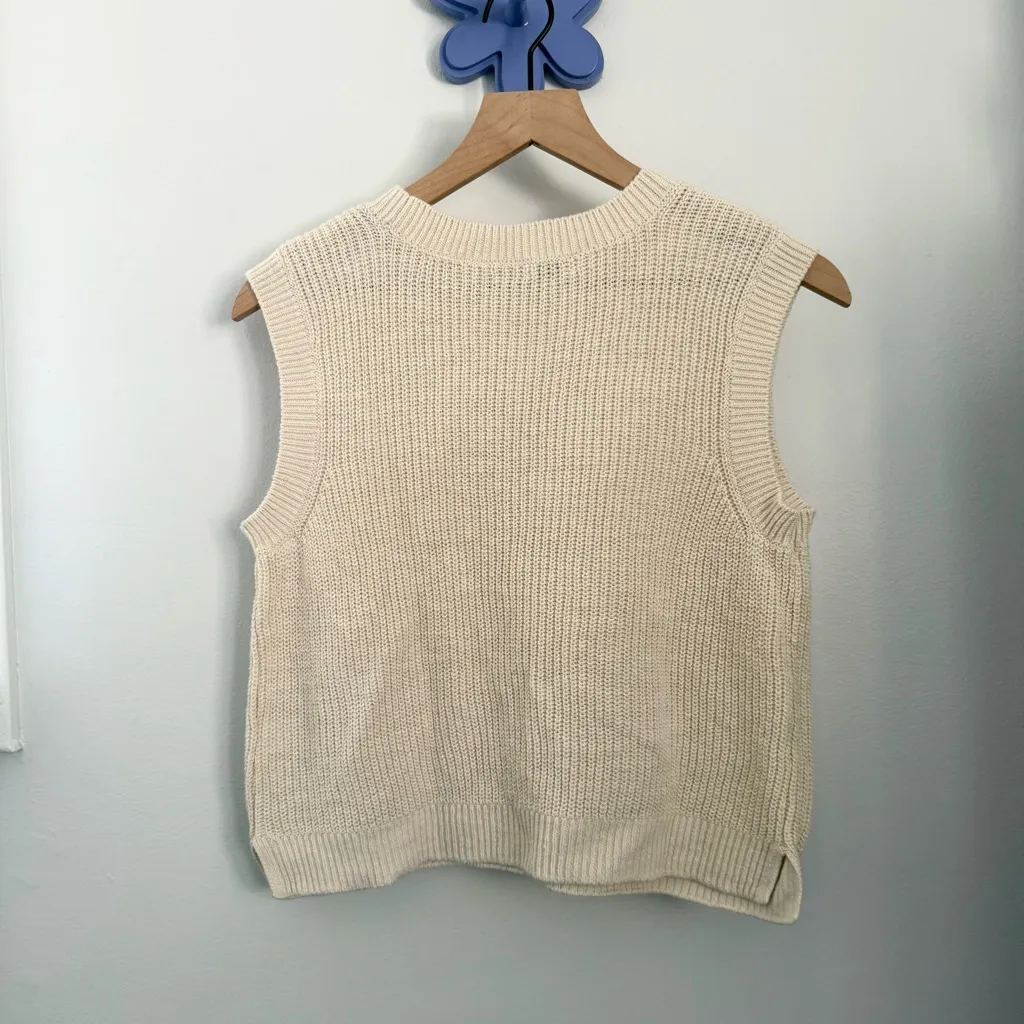 Faherty XS Miramar Sleeveless Linen Sweater Linen Organic Cotton Cream Comfy - Image 3