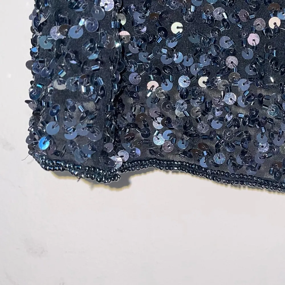 Scala Sequined Silk Cocktail Dress Black Size Medium - Image 4