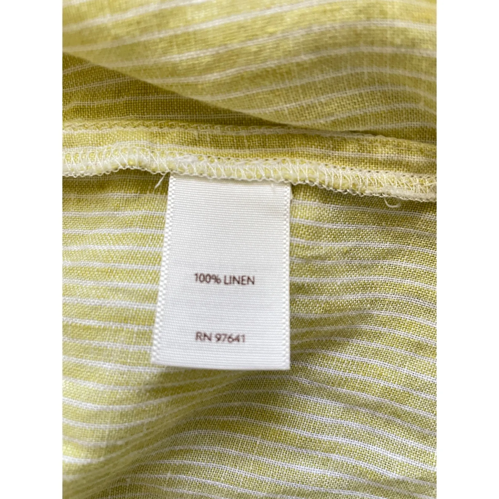 J Jill Love Linen Yellow White Striped 3/4 Sleeve Pullover Top Tunic Size Medium - Image 8