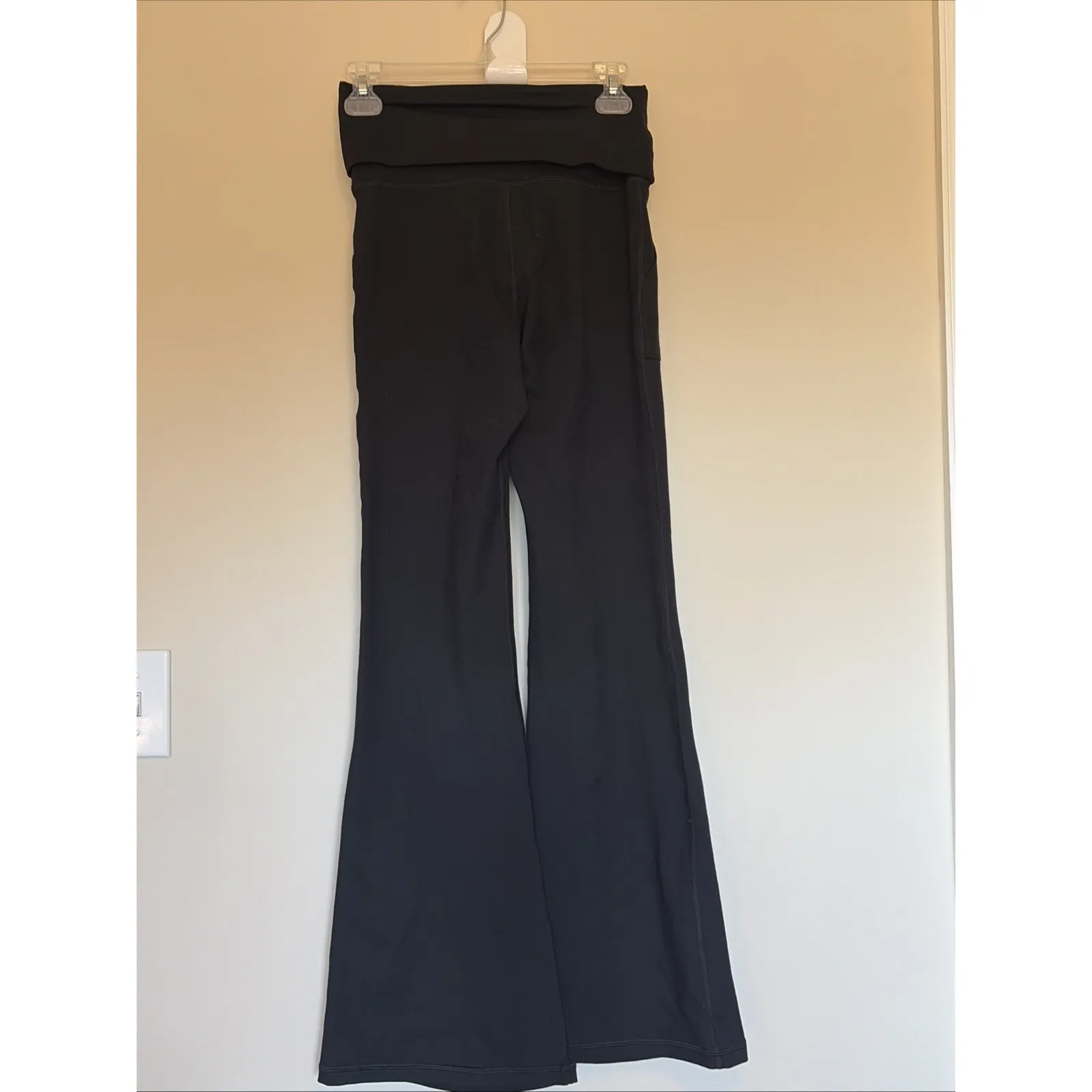 Offline Aerie Classic Black Hugger Foldover Flare Hi Rise Leggings Pants Small - Image 4