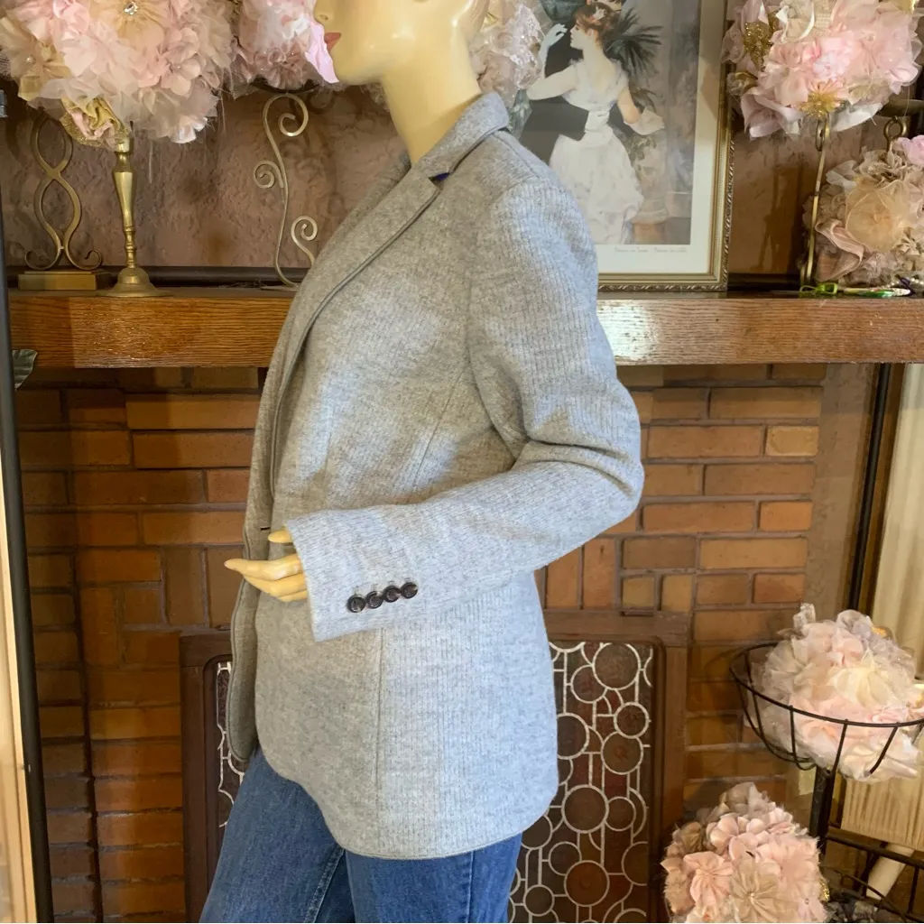 ANN TAYLOR GRAY “HUTTON” SWEATER RIBBED KNIT EXTERIOR WOOL BLEND BLAZER (14) - Image 7