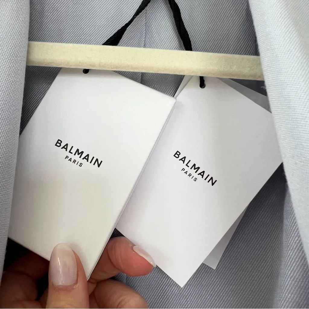 NWT BALMAIN Blue Double-Breasted Blazer in Light Blue - Image 10