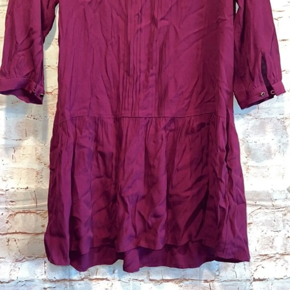 Maeve Anthropologie Galina drop waist plum purple dress Pleated v neck S mini - Image 13