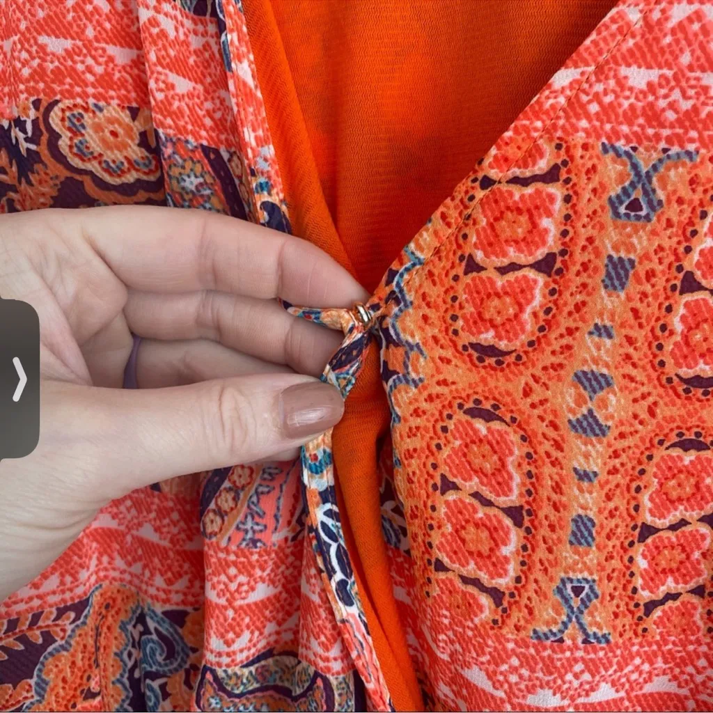 Collective Concepts Vibrant Orange and Pink Long Sleeve Dress - Image 3