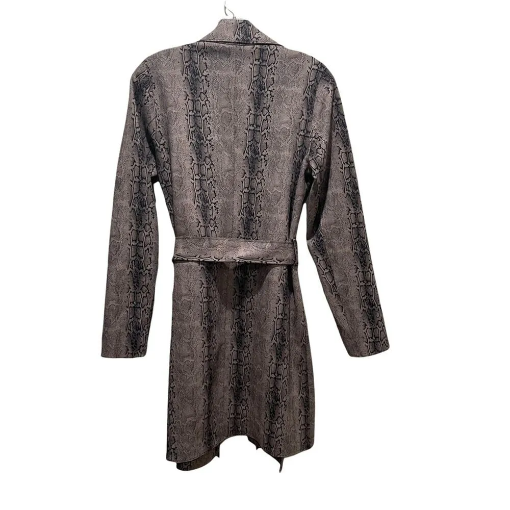 Love Token Snakeskin Print Tie Jacket Brown Size Small - Image 9