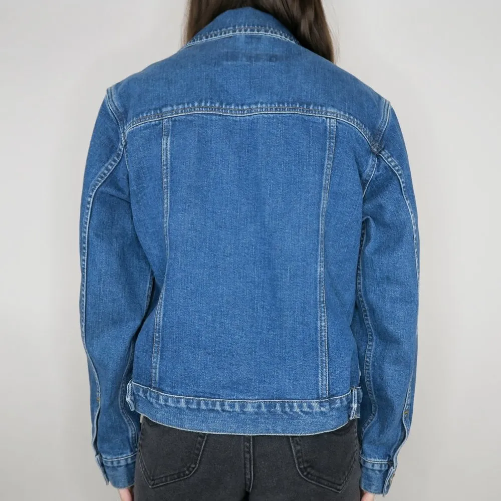 Vintage 90s Eddie Bauer Denim Jacket - Dark Blue Jean Trucker Jacket - Image 5