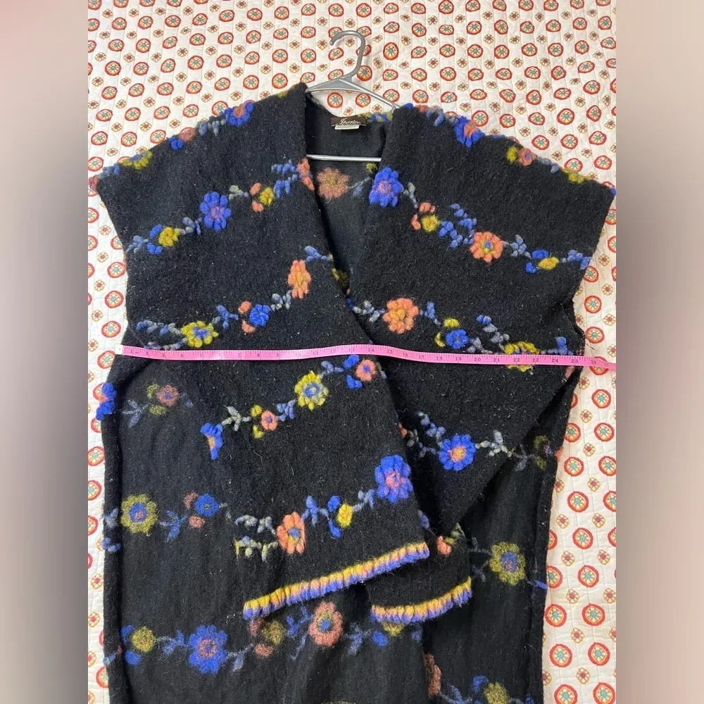 Iperico Flower Knit Shawl Wool Cardigan Made In Italy one size fits most Black Size L - Image 4