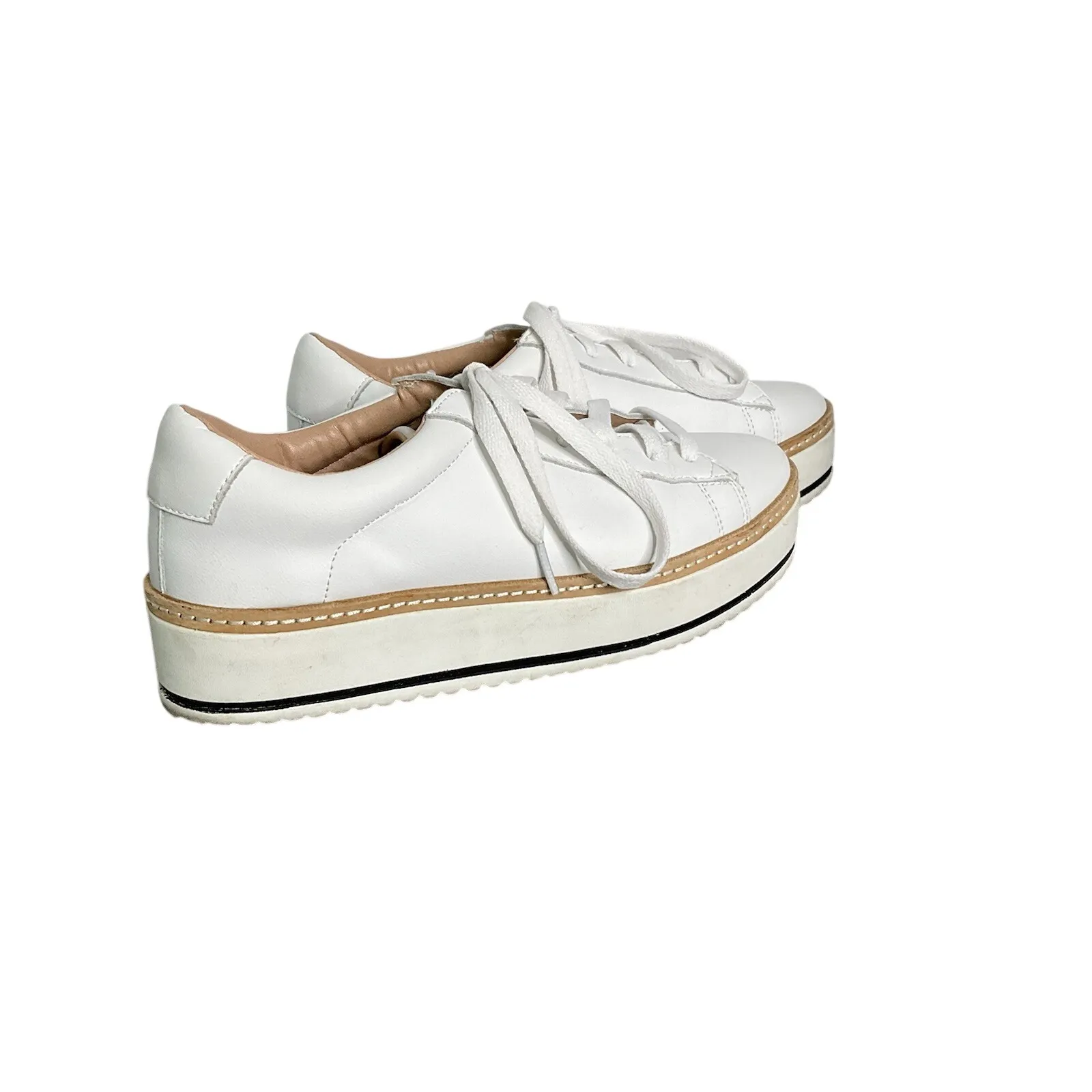 Chelsea & Violet Women's Penny Leather Platform Lace-Up Sneakers‎ White Sz 7.5M - Image 4