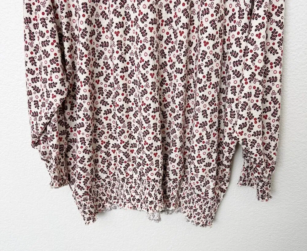 [Torrid] Floral Print Chocker Neck Textured Jersey Knit Smocked Hem Blouse Sz 2X - Image 7