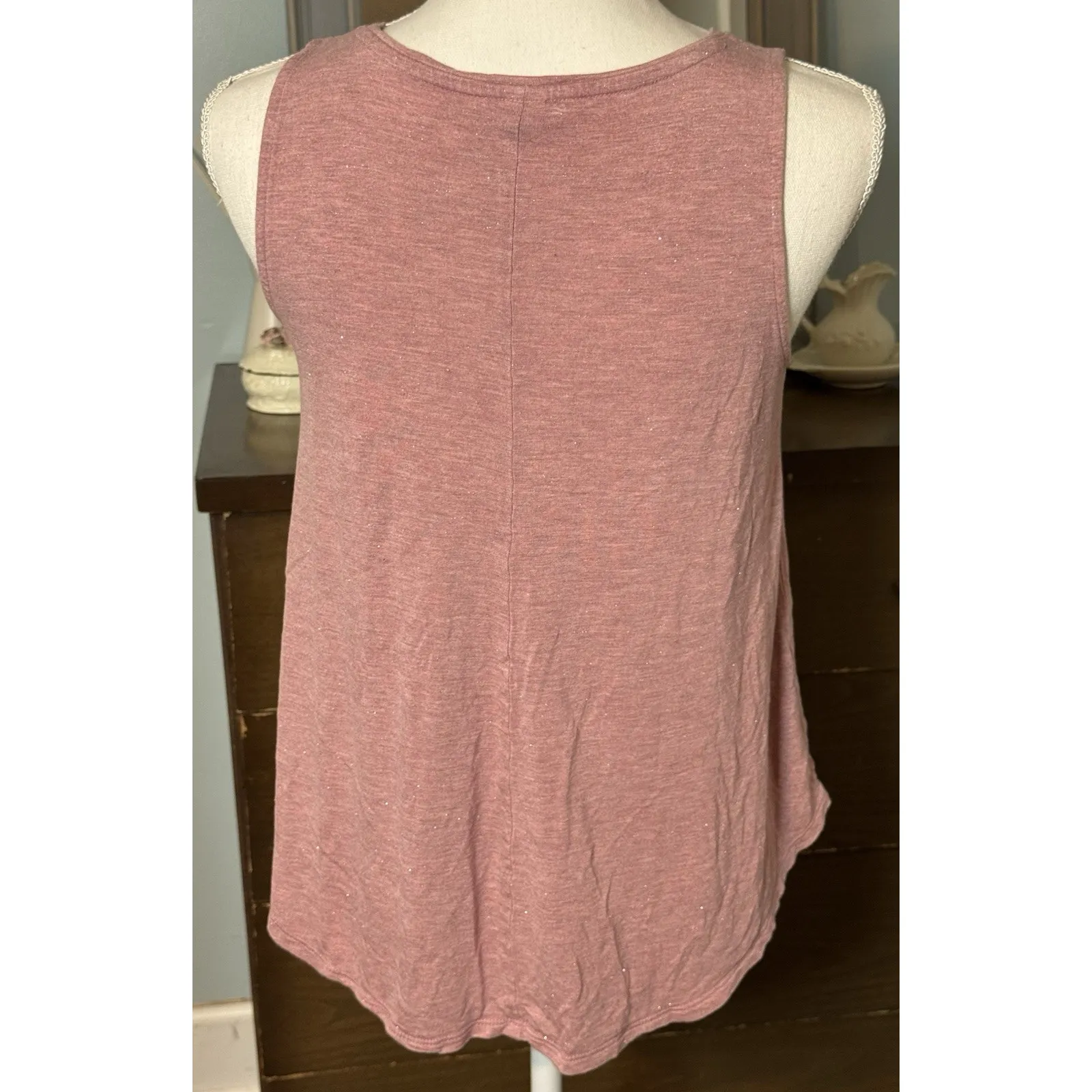 Old Navy Luxe Pink Sparkly Tank, Polyester/Viscose/Metallic, Small - Image 3